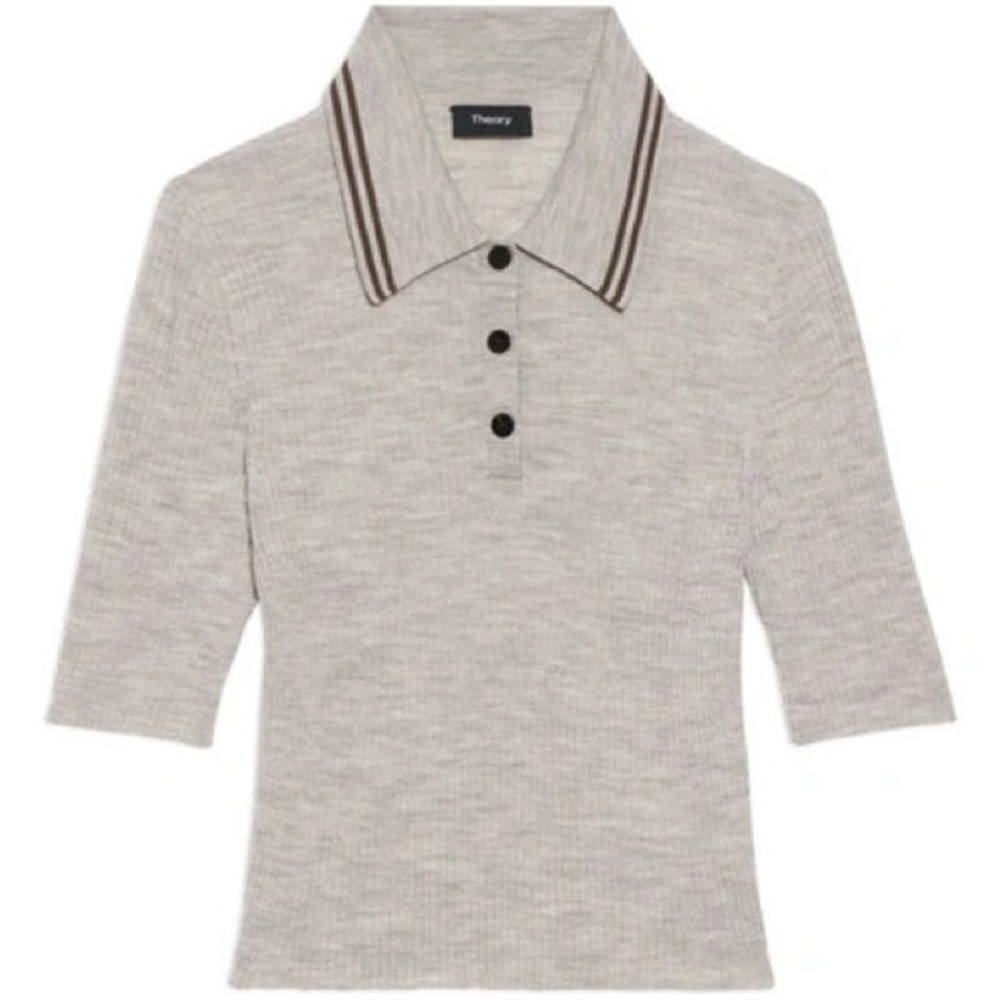 Theory regal wool ribbed polo size S